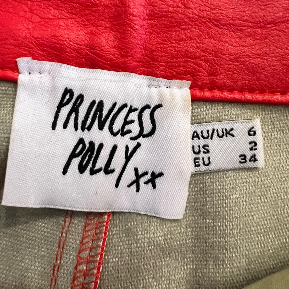 PRINCESS POLLY Faux Leather Vibrant Red Pants Size 2 - Picture 8 of 8
